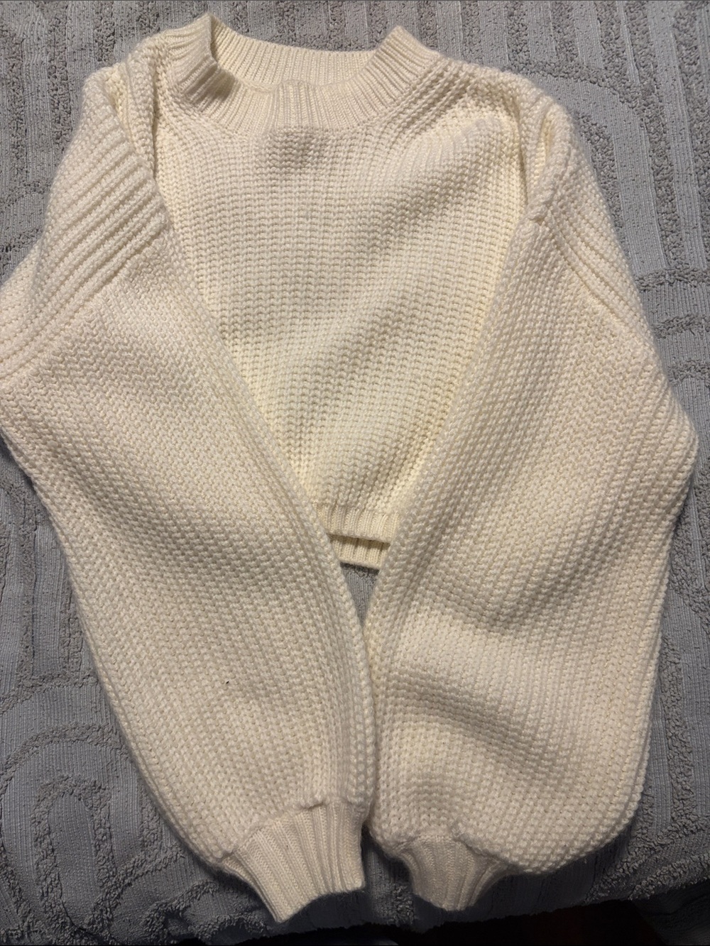 SHEIN Cream Textured Crewneck Sweater